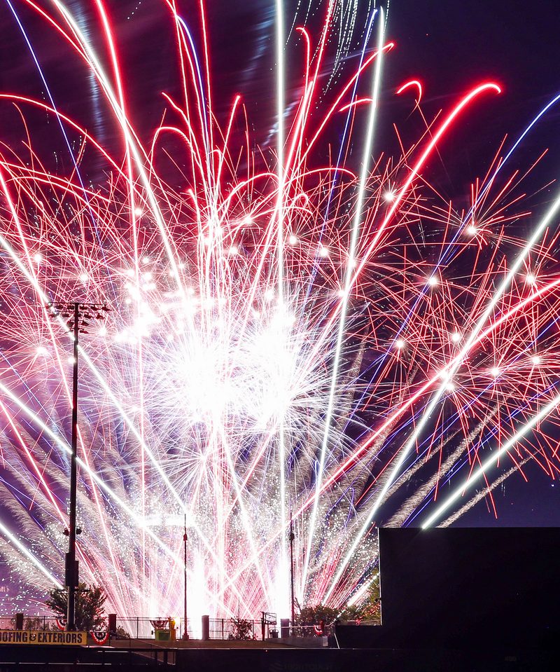 Fireworks over the outfield at Equity Bank Park