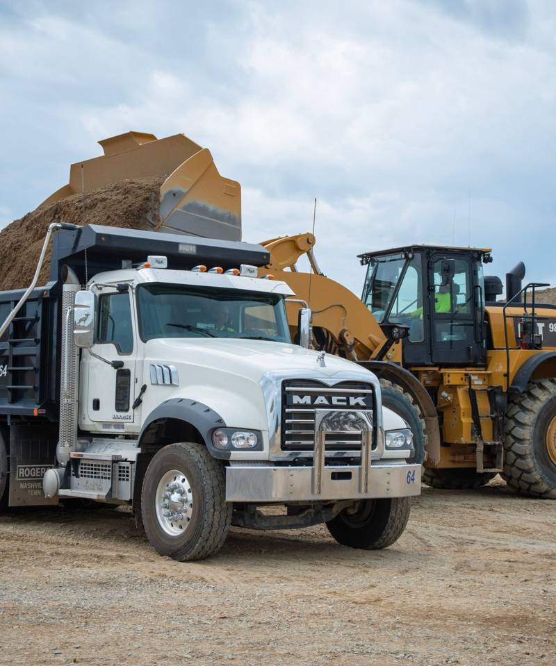 Vulcan Materials haul truck and loader at a quarry